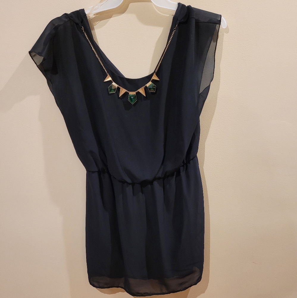 Black Dress with Clip On Necklace